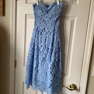 Light Blue Floral Lace Midi Dress